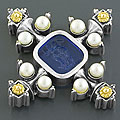 Goldplated Silver Venetian Glass and Pearl Pendant (Italy)