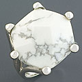 Sterling Silver Howlite Hexagonal Ring (China) (Size 7)