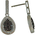 Sterling Silver 1/2ct TDW Black Diamond Teardrop Earrings