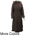 Anne Klein Women's Faux Fur Trim Hood Long Down Coat