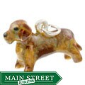 Sterling Silver Enamel Long-haired Dachshund Dog Charm
