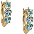 10k Gold Blue Topaz Heart-shaped Hoop Earrings