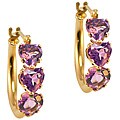 10k Gold Amethyst Heart-shaped Hoop Earrings