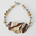 Handmade Silver Flower Jasper/ Agate Bracelet (Thailand)