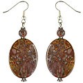 Handmade Silver Red / Brown Jasper Dangle Earrings (Thailand)