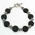 Handmade Black Agate Silver Bead Bracelet (Thailand)