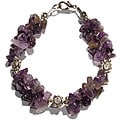 Amethyst and Silver Flower Bead Bracelet (Thailand)