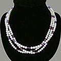 Silver, White Pearl and Amethyst Bead Necklace (Thailand)