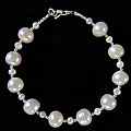 Silver and White Pearl Bead Bracelet (Thailand)