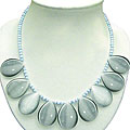Handmade Silver Calcite Teardrop Beaded Necklace (Thailand)