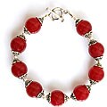 Handmade Red Ruby Quartz and Silver Beaded Bracelet (Thailand)