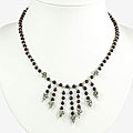 Silver Red Garnet Flower Bead Necklace (Thailand)