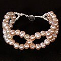 Pink Pearl and Silver Bead Loop Bracelet (Thailand)