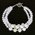 White Pearl and Silver Bead Bracelet (Thailand)