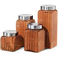 Orange Glass 4-piece Canister Set with Airtight Lids