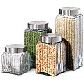 Clear Glass 4-piece Canister with Airtight Lids
