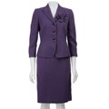 Tahari ASL Women's Purple 3-button Skirt Suit