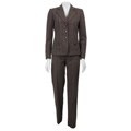 Tahari ASL Women's Brown/ Black Plaid 3-button Pant Suit