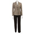 Tahari ASL Women's Brown/ Beige 3-button Pant Suit