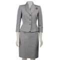 Tahari ASL Women's Silver Textured Skirt Suit