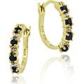 18k Gold Sterling Silver Sapphire Hoop Earrings