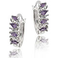 Sterling Silver Amethyst Hoop Earrings