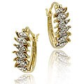 18k Gold over Silver Diamond Accent Hoop Earrings