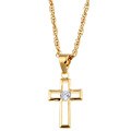 14k Gold over Silver Cubic Zirconia Cross Necklace