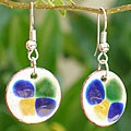 Round Enamel on Copper Earth Earrings (Chile)