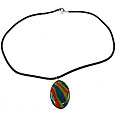Fused Glass Crazy Zebra Stripes Oval Pendant (Chile)