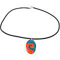 Fused Glass Orange Wave Oval Pendant (Chile)