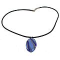 Fused Glass Blue Oval Pendant (Chile)