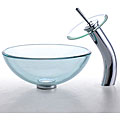 Kraus 14-inch Clear Glass Vessel Sink and Waterfall Faucet Chrome