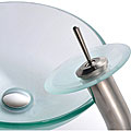Kraus Frosted Glass Vessel Sink and Waterfall Faucet Satin Nickel