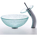 Kraus 14-inch Broken Glass Sink and Waterfall Faucet Chrome