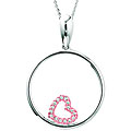 14k White/ Rose Gold Diamond Heart-in-Circle Necklace