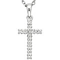 14k White Gold Diamond Cross Necklace