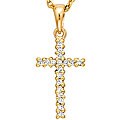 14k Yellow Gold Diamond Cross Necklace