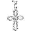 14k White Gold 1/10ct TDW Diamond Cross Necklace