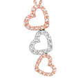 14k Tri-tone Gold 1/10ct TDW Diamond Triple Heart Necklace