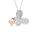 14k White/ Rose Gold 1/8ct TDW Diamond Butterfly Necklace