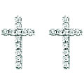 14k Gold 1/10ct TDW Diamond Cross Earrings