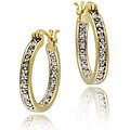 18k Gold over Silver Diamond Accent Hoop Earrings