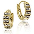 18k Gold over Silver Diamond Accent Hoop Earrings