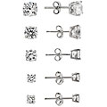 Sterling Silver CZ Stud Earrings (Set of 5)