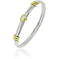 Sterling Silver Two-tone 'Mom' Heart Bangle