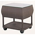 Emilia Chickory Glass Top Wicker End Table