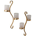 Wavy Goldtone Wall Sconces (Set of 2)
