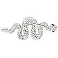 Silvertone Cubic Zirconia Serpent Pin