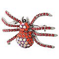 Silvertone Red Cubic Zirconia 'The Web Spinner' Pin